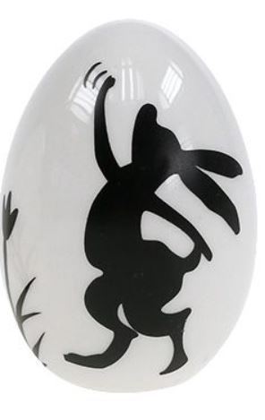 Osterei Keramik "Hasi" schwarz/weiß