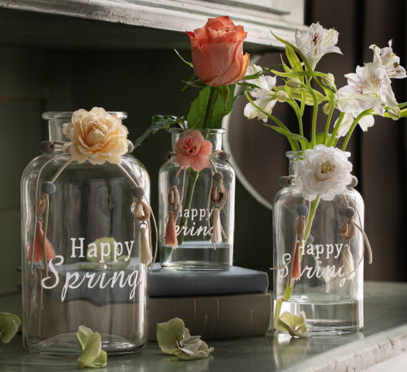 Glas-Vase "Happy Spring" groß