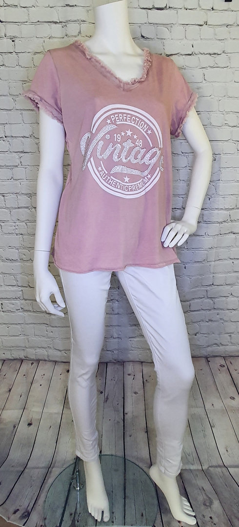 Shirt "Vintage" Strass rosé   Einheitsgröße 36-42