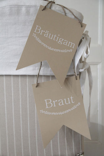 2er Set Wimpel zur Hochzeit  "Braut/ Bräutigam"
